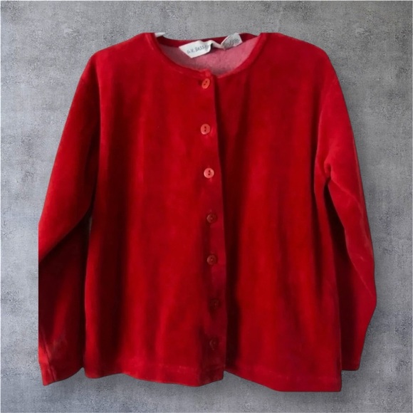 G.H. BASS & CO. EUC GIRLS RED VELOUR TOP SIZE S - Picture 1 of 5